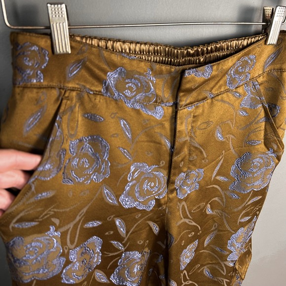 Anthropologie Pants - Anthropologie Devin Cargo Pants Small Brown Jacquard Metallic Floral Jogger